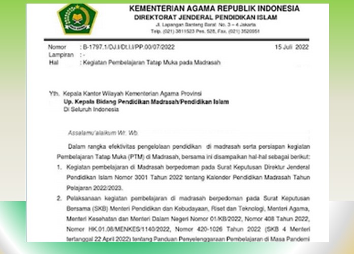 Edaran Pembelajaran Tatap Muka